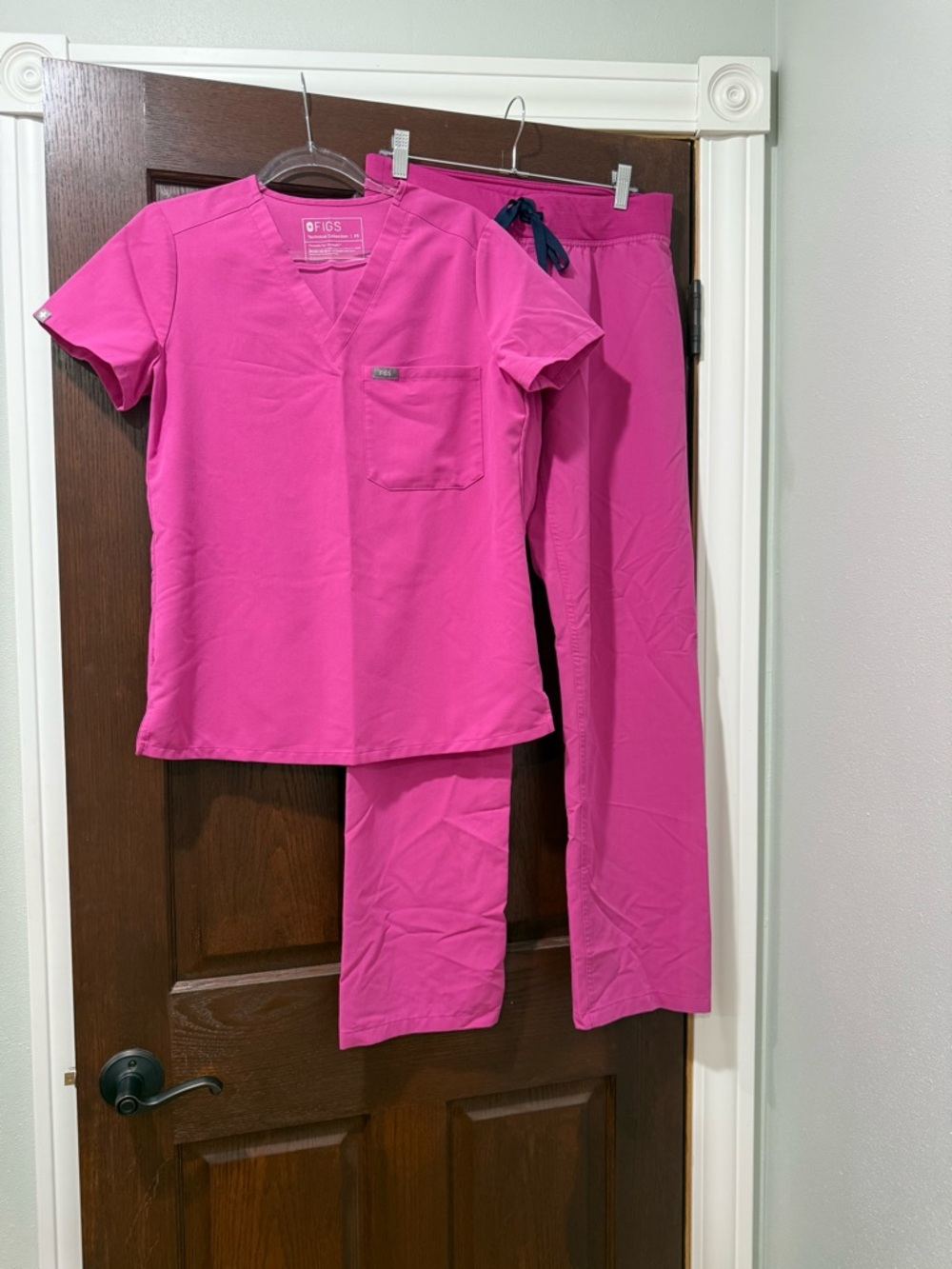FIGS Hot Pink V-Neck Scrub Top